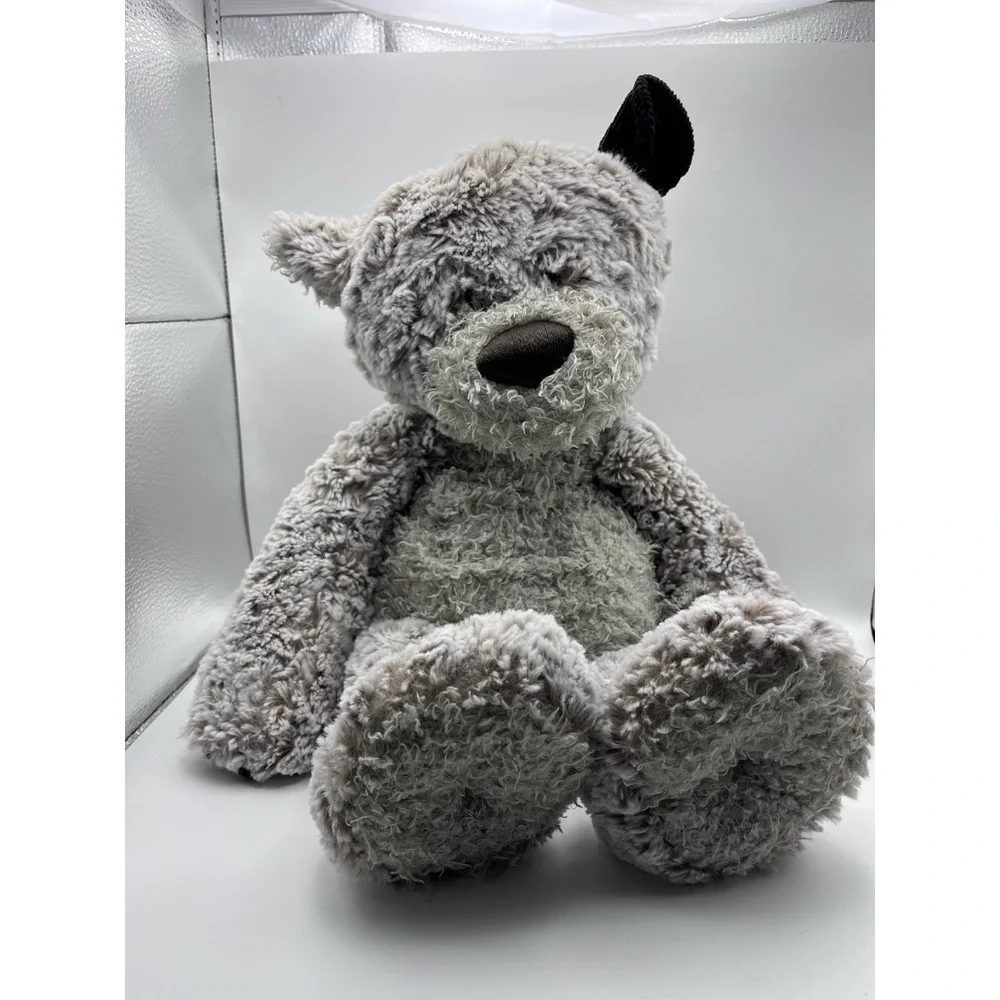 DEMDACO Giving Collection Plush Bear 12 Inch Gray Stuffed Animal Mismatched Ears